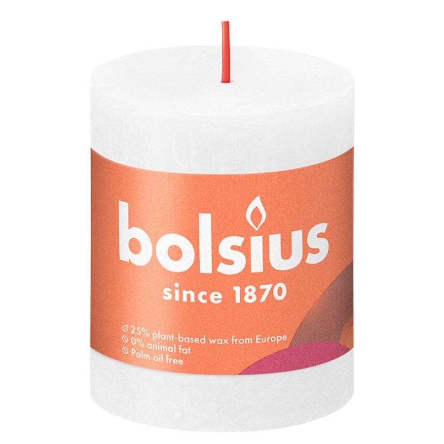 Hem & Inredning BOLSIUS Lyktor & Ljus | Blockljus Bolsius Rustik 80Mm Vit